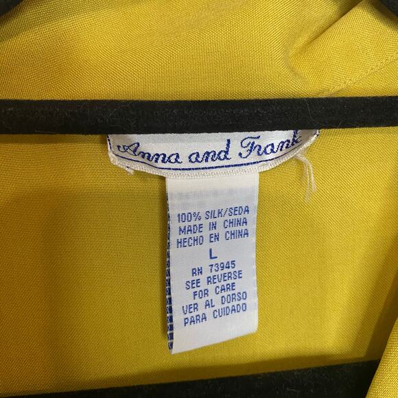 Anna & Frank Vintage Yellow 100% Silk Button Up Blouse Size Large - Picture 2 of 7